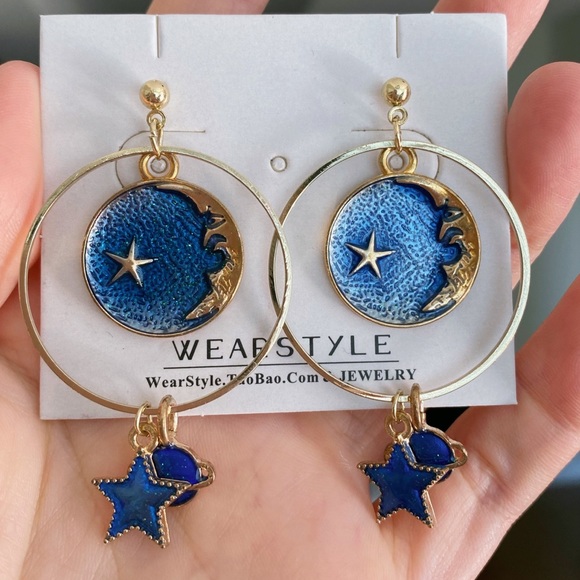 Moon Star Planet Earrings - Picture 5 of 5